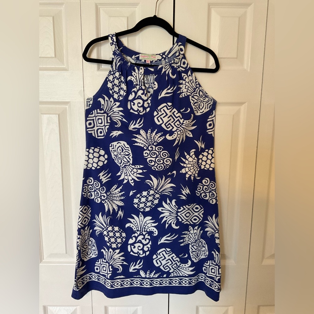 Key Lime & Pink Sleeveless Halter Style Dress, XL